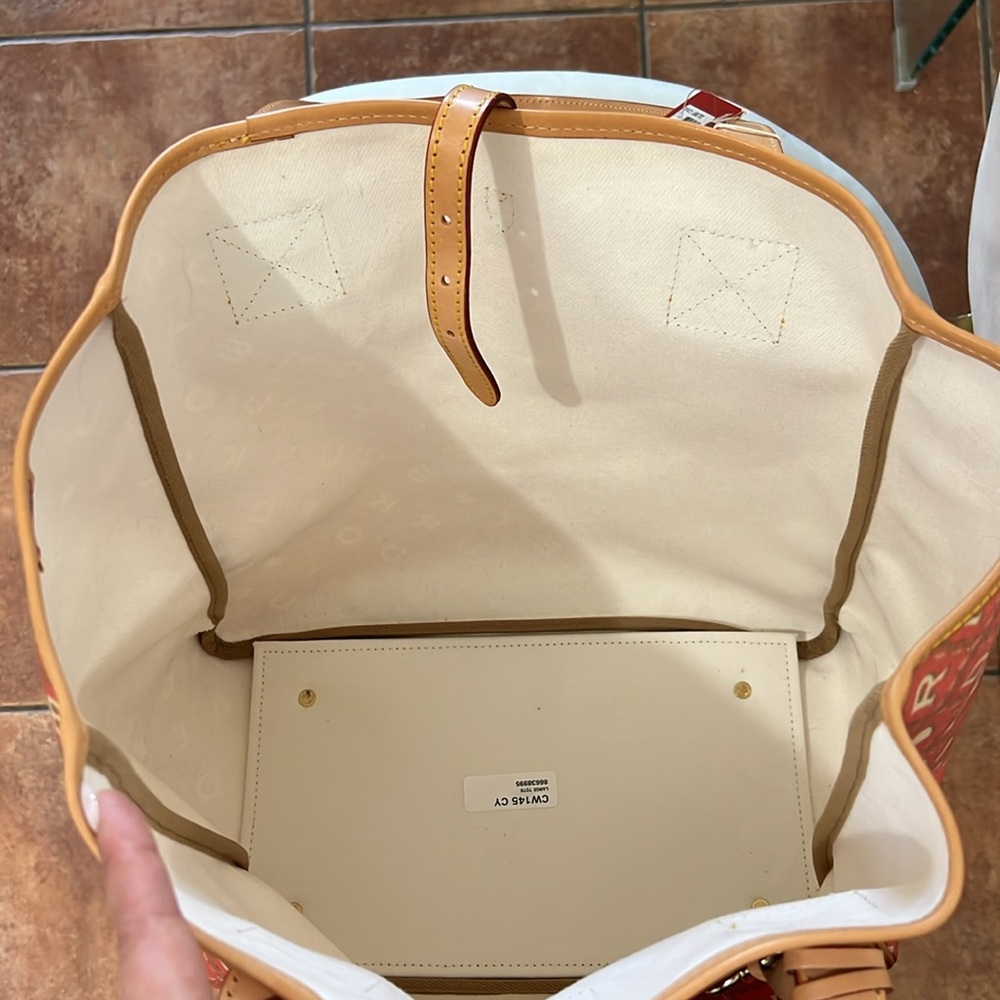 Dooney & Bourke Y2K Crosshatch Rope Hearts Large Leather Tote Bag 👜 Cherry 🍒 - Picture 10 of 14